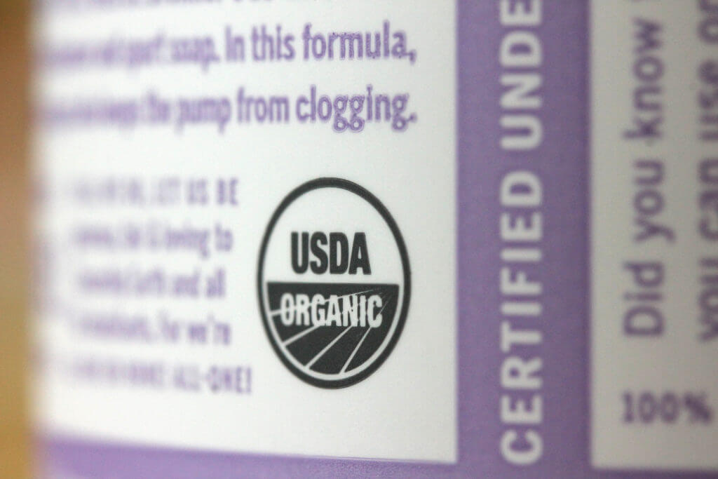 USDA Organic logo on label.